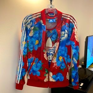 NWOT Adidas floral jacket & top set